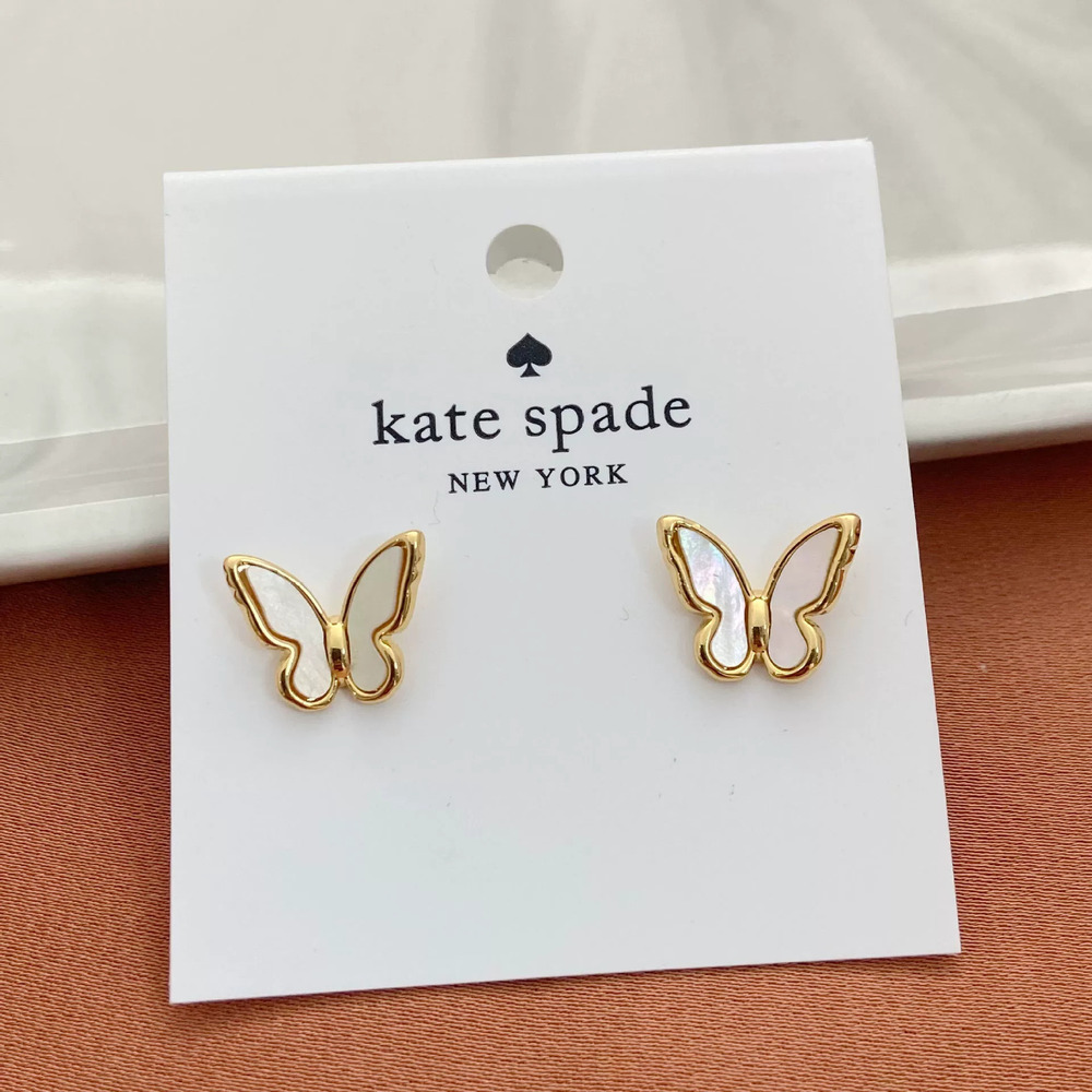 Kate SPADE Natural Shell Butterfly Earrings Metal